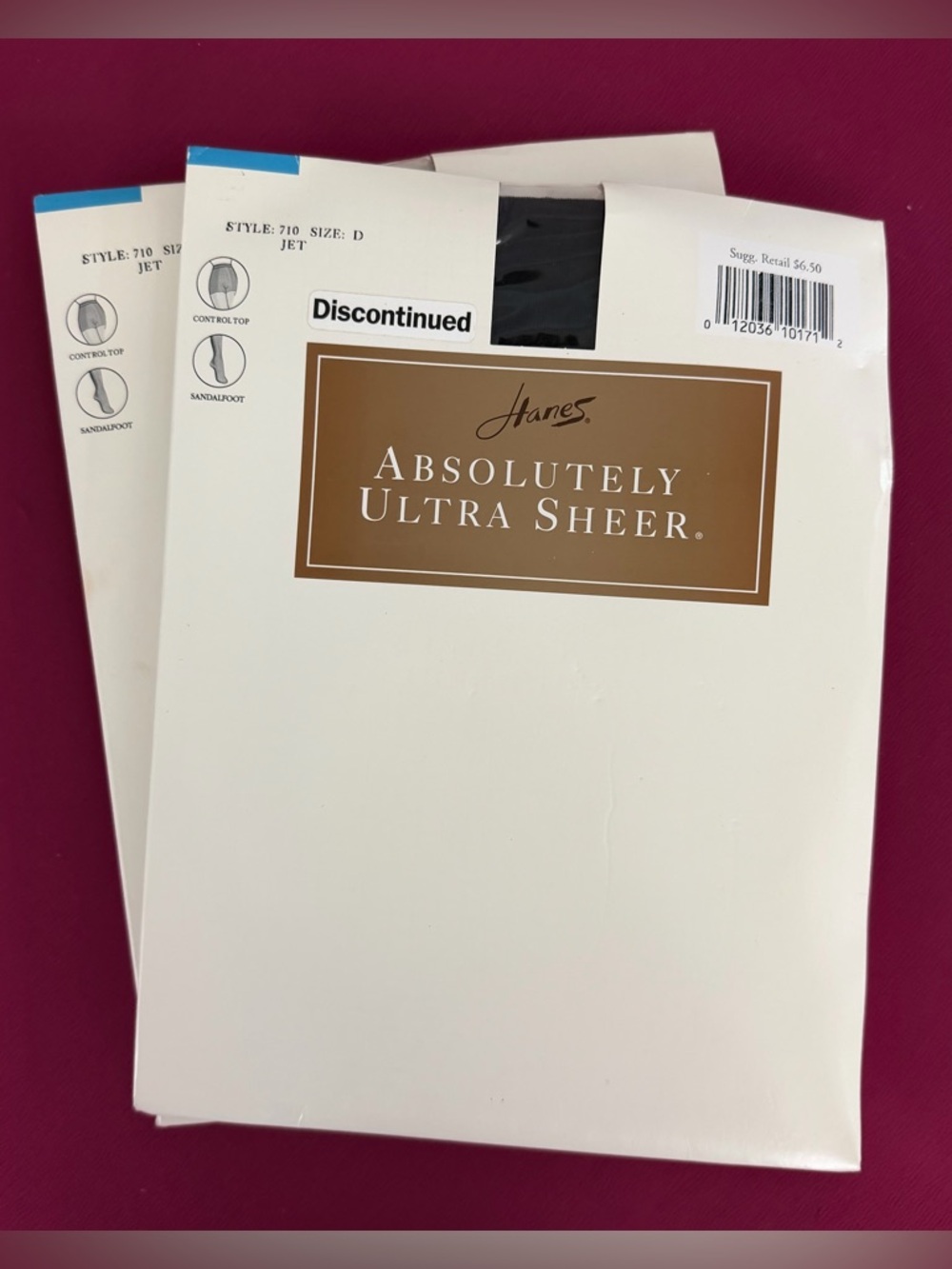 Hanes Absolutely Ultra Sheer Control Top Sandalfoot Pantyhose - Jet Black Size D